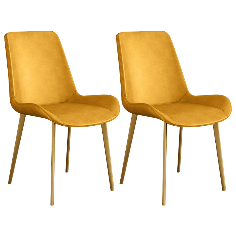 Chaise d'appoint de restaurant scandinave en cuir, chaise de salle à manger Parsons avec pieds en métal