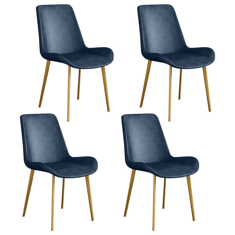 Chaise d'appoint de restaurant scandinave en cuir, chaise de salle à manger Parsons avec pieds en métal