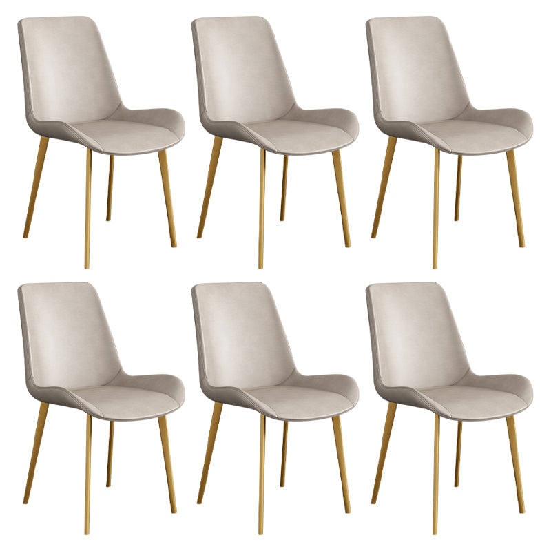 Chaise d'appoint de restaurant scandinave en cuir, chaise de salle à manger Parsons avec pieds en métal