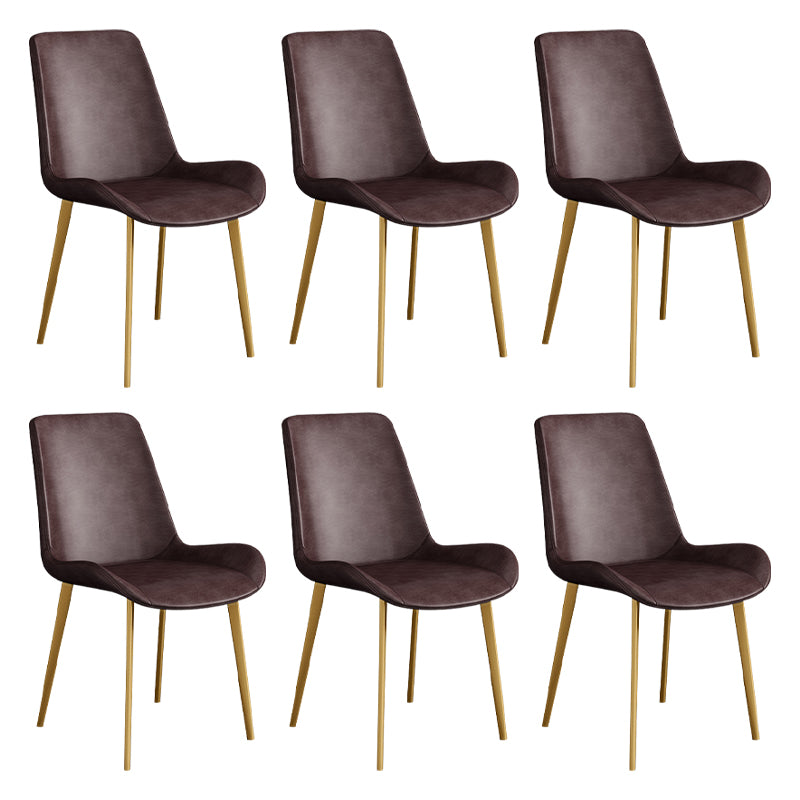 Chaise d'appoint de restaurant scandinave en cuir, chaise de salle à manger Parsons avec pieds en métal