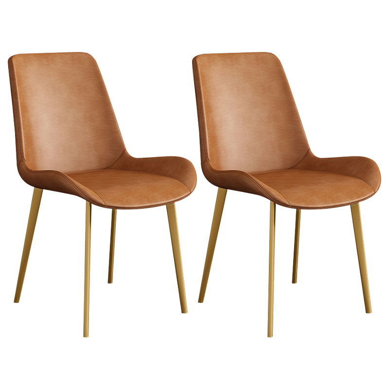 Chaise d'appoint de restaurant scandinave en cuir, chaise de salle à manger Parsons avec pieds en métal