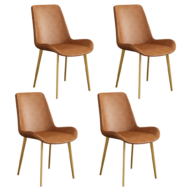 Chaise d'appoint de restaurant scandinave en cuir, chaise de salle à manger Parsons avec pieds en métal