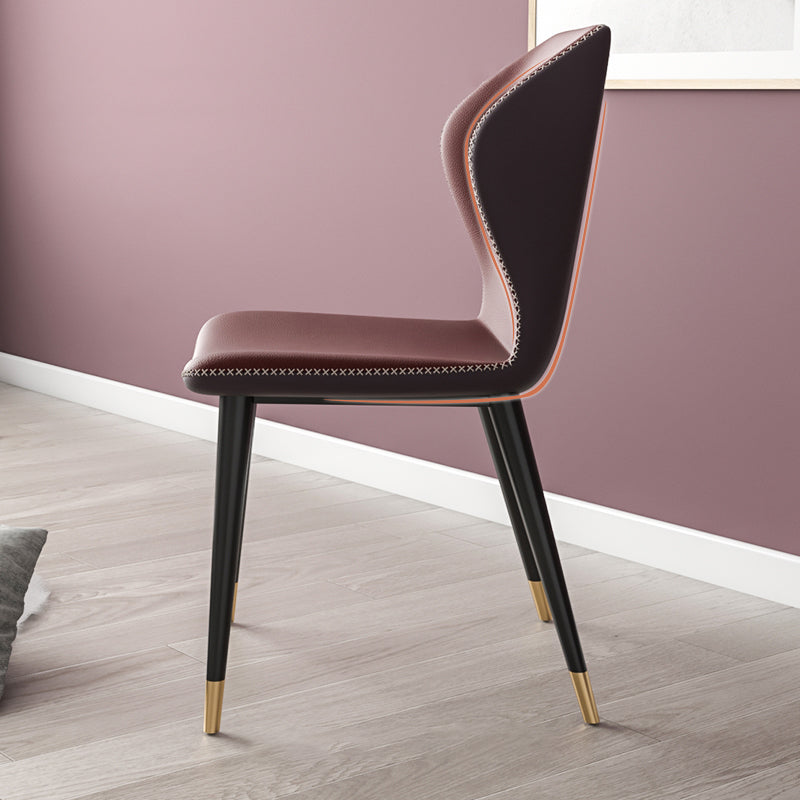 Sillas de comedor de cuero de estilo contemporáneo Wingback que cena la silla sin brazos para uso doméstico