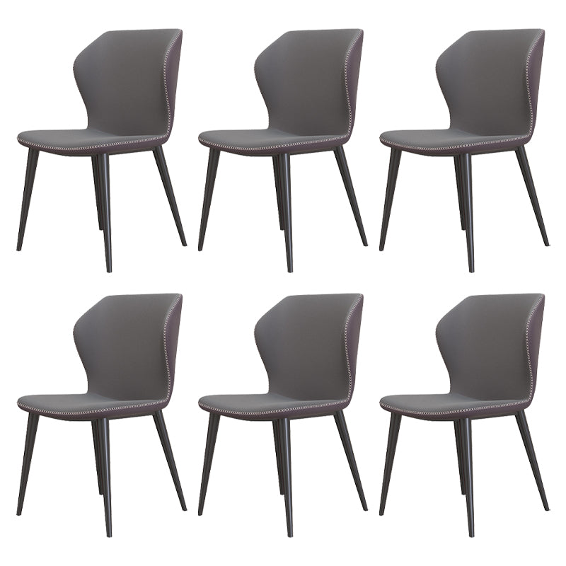 Sillas de comedor de cuero de estilo contemporáneo Wingback que cena la silla sin brazos para uso doméstico