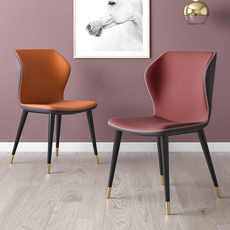 Sillas de comedor de cuero de estilo contemporáneo Wingback que cena la silla sin brazos para uso doméstico
