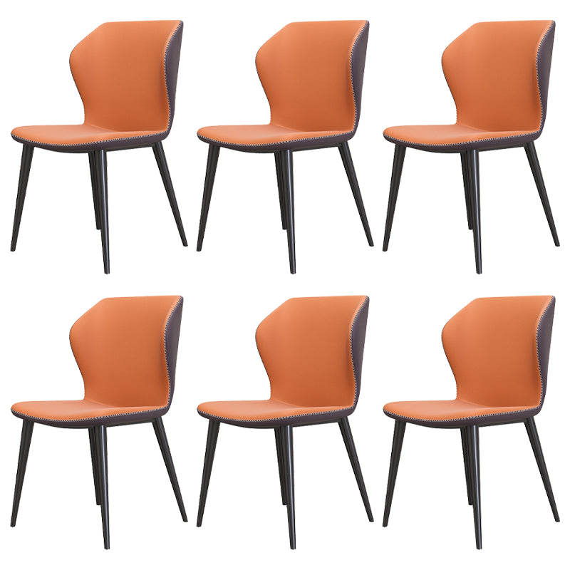 Sillas de comedor de cuero de estilo contemporáneo Wingback que cena la silla sin brazos para uso doméstico