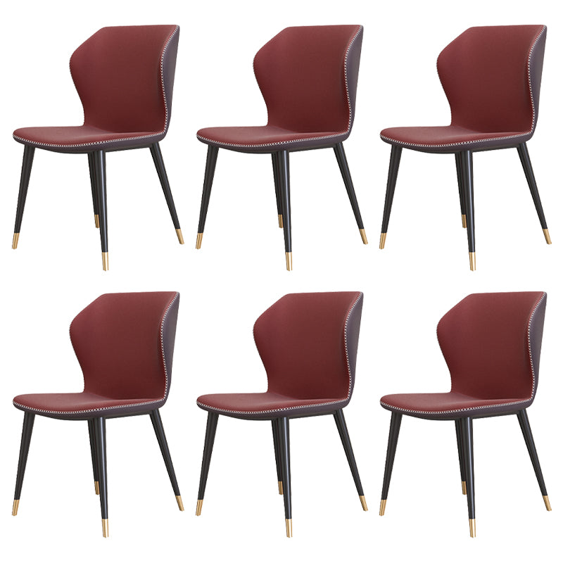 Sillas de comedor de cuero de estilo contemporáneo Wingback que cena la silla sin brazos para uso doméstico