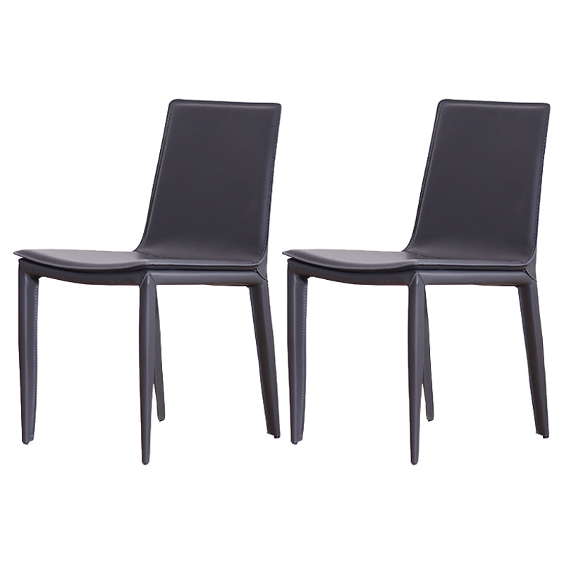 Contemporary Style Leather Dining Side Chair Solid Back Armless Side Chair