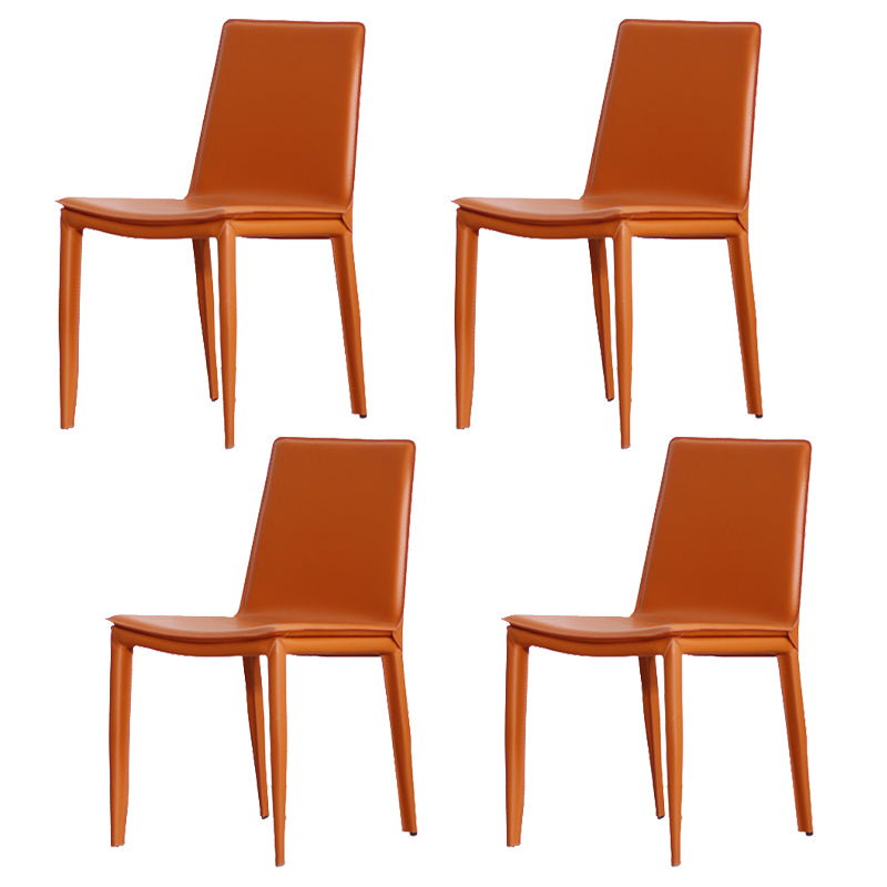 Contemporary Style Leather Dining Side Chair Solid Back Armless Side Chair