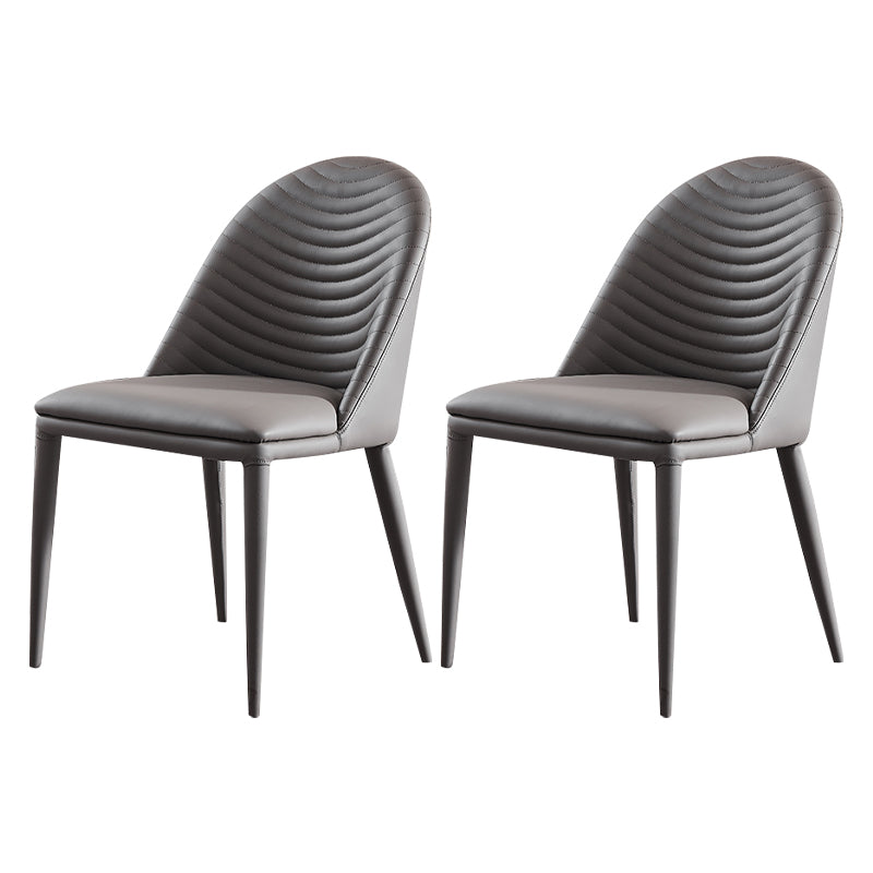 Chaise de salle à manger sans bras tapissée de style contemporain avec dossier solide
