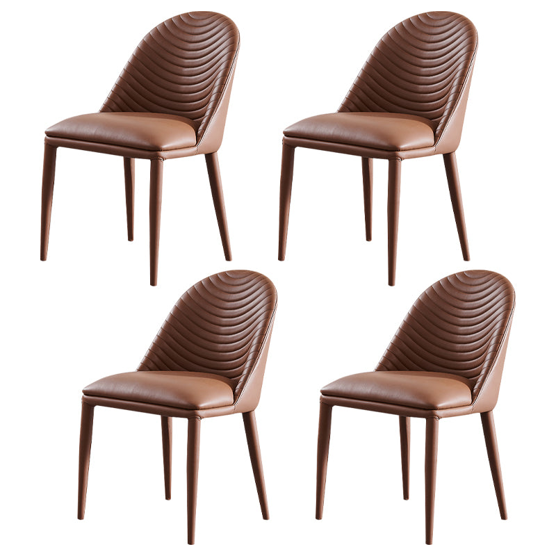 Chaise de salle à manger sans bras tapissée de style contemporain avec dossier solide