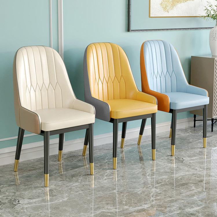 Chaises de salle à manger en métal de Style nordique, chaise Parsons rembourrée avec bras