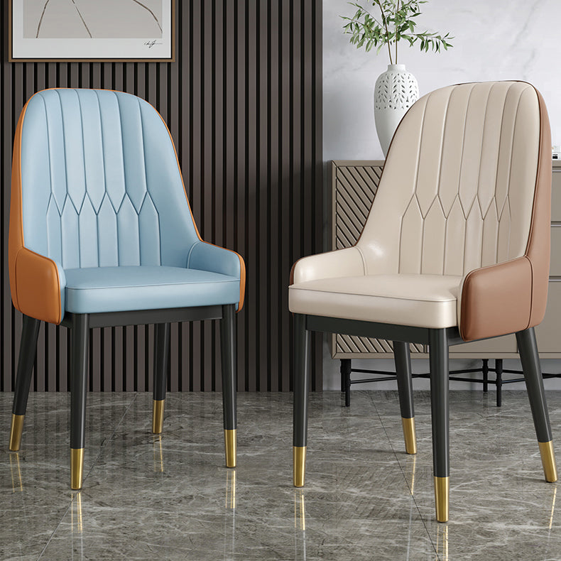 Chaises de salle à manger en métal de Style nordique, chaise Parsons rembourrée avec bras