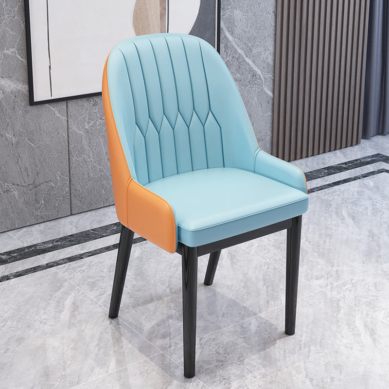 Chaises de salle à manger en métal de Style nordique, chaise Parsons rembourrée avec bras