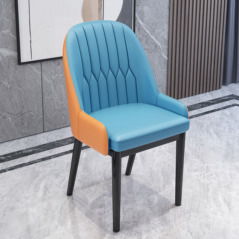 Chaises de salle à manger en métal de Style nordique, chaise Parsons rembourrée avec bras