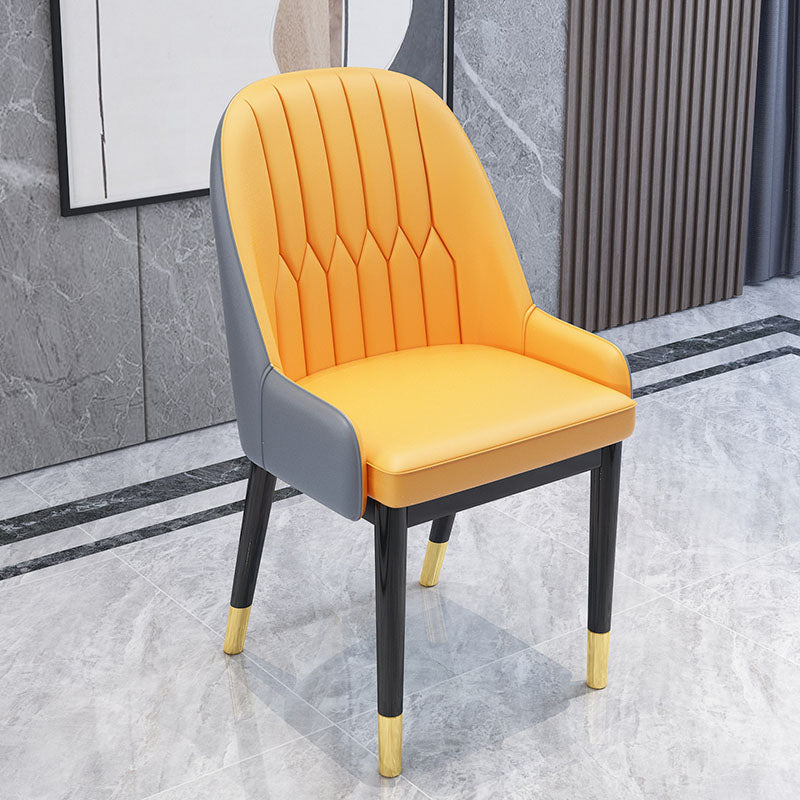 Chaises de salle à manger en métal de Style nordique, chaise Parsons rembourrée avec bras