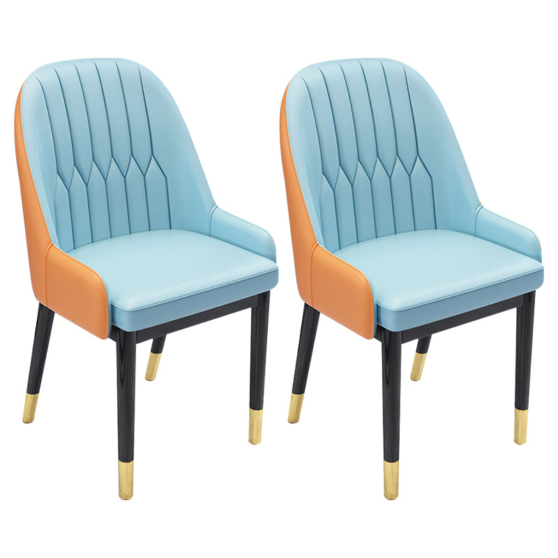 Chaises de salle à manger en métal de Style nordique, chaise Parsons rembourrée avec bras