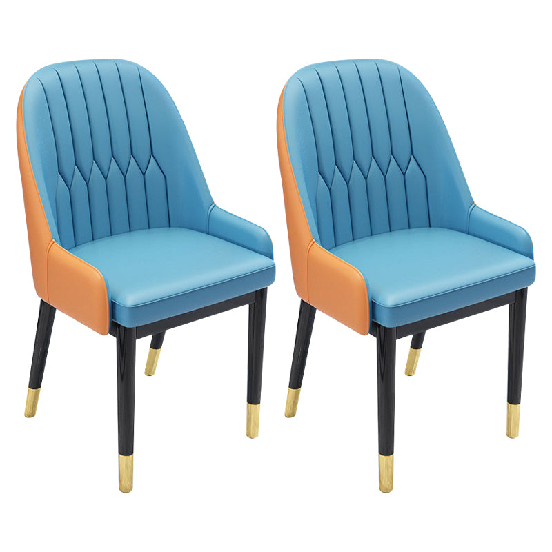 Chaises de salle à manger en métal de Style nordique, chaise Parsons rembourrée avec bras