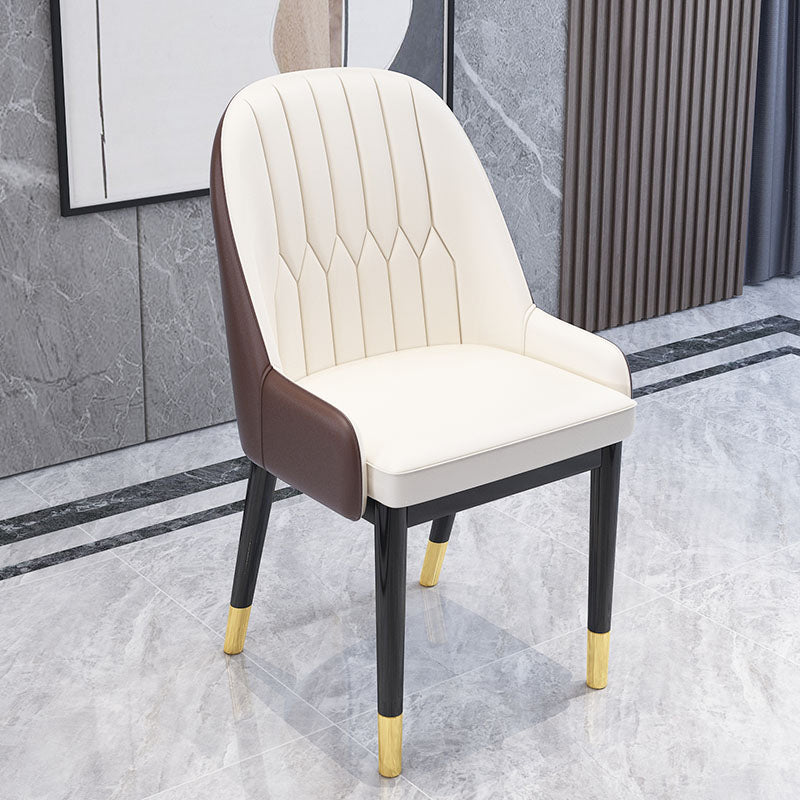 Chaises de salle à manger en métal de Style nordique, chaise Parsons rembourrée avec bras