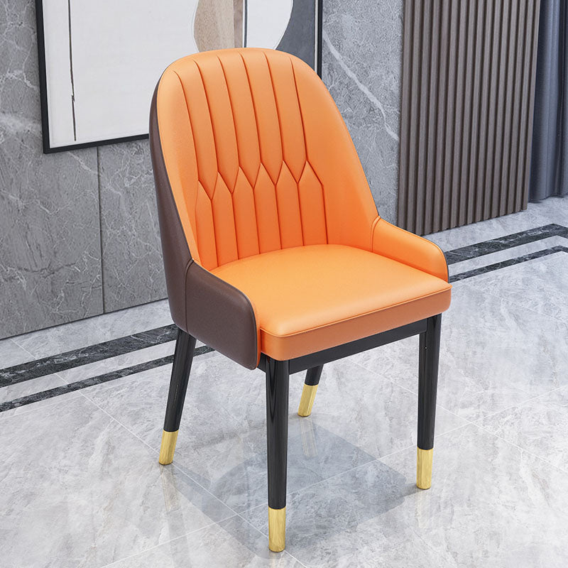 Chaises de salle à manger en métal de Style nordique, chaise Parsons rembourrée avec bras
