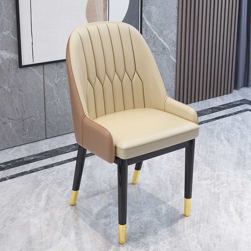 Chaises de salle à manger en métal de Style nordique, chaise Parsons rembourrée avec bras