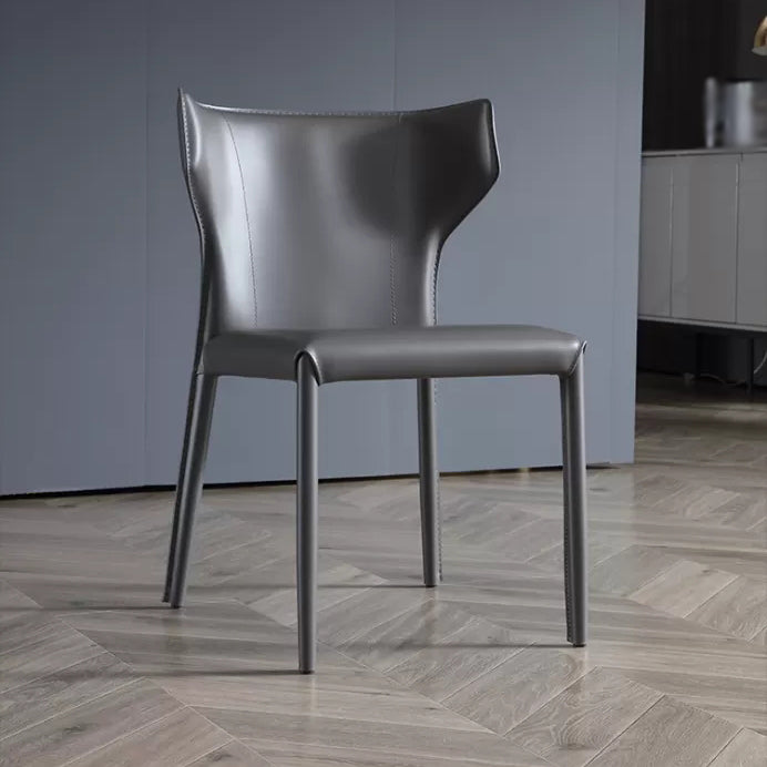 Chaise d'appoint en cuir de selle, style design, finition mate, chaise de salle à manger à oreilles