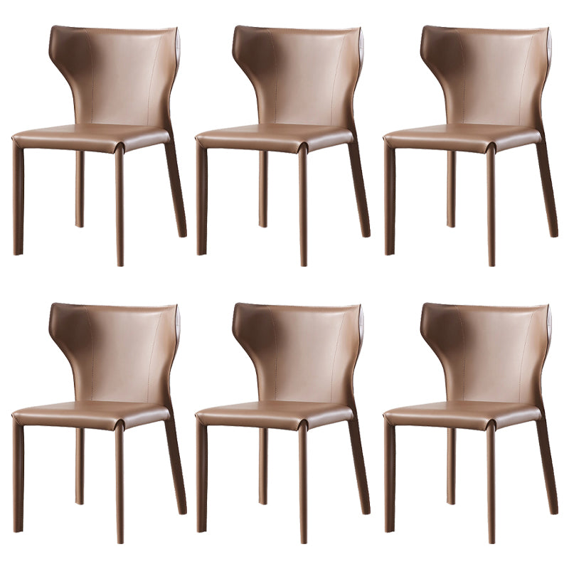 Chaise d'appoint en cuir de selle, style design, finition mate, chaise de salle à manger à oreilles