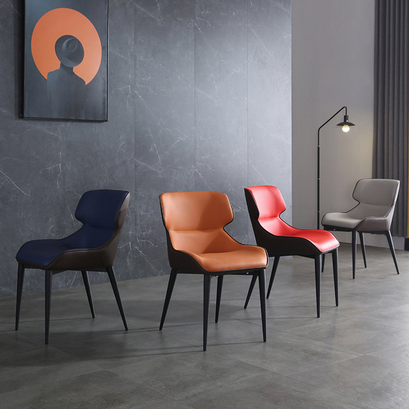 Les chaises contemporaines de salle à manger en métal ont tapissé la chaise de salle à manger de tissu de toile pour l'usage d'intérieur