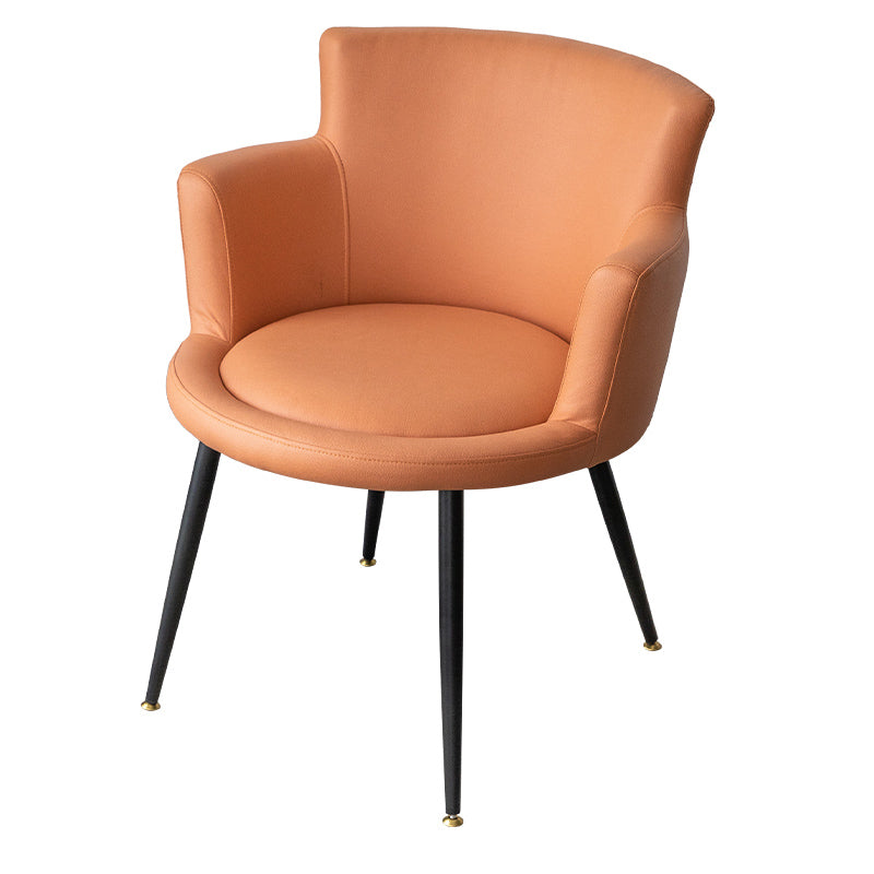 Silla de comedor tapizada con brazo contemporáneo de metal, silla de comedor individual