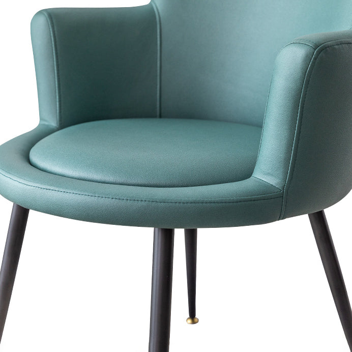Silla de comedor tapizada con brazo contemporáneo de metal, silla de comedor individual