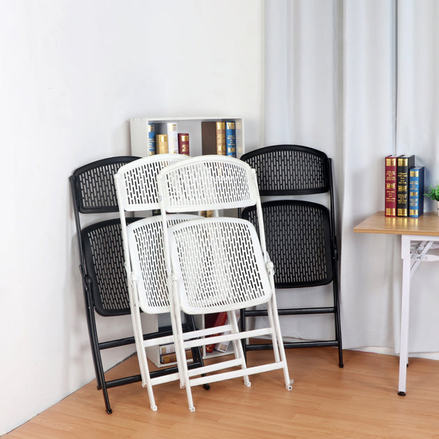 Chaise d'appoint contemporaine en métal, chaise d'appoint pliante sans bras à dossier ouvert, pour la maison