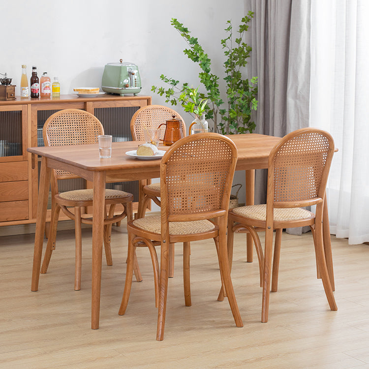 Sillas de comedor sin brazos de Bentwood, sillas laterales con respaldo abierto de ratán y patas de madera