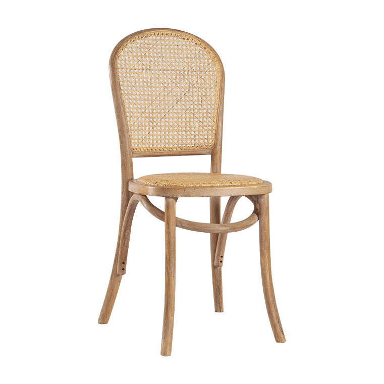Sillas de comedor sin brazos de Bentwood, sillas laterales con respaldo abierto de ratán y patas de madera