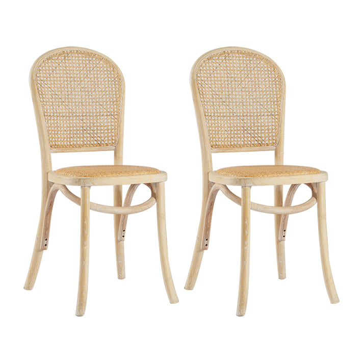 Sillas de comedor sin brazos de Bentwood, sillas laterales con respaldo abierto de ratán y patas de madera