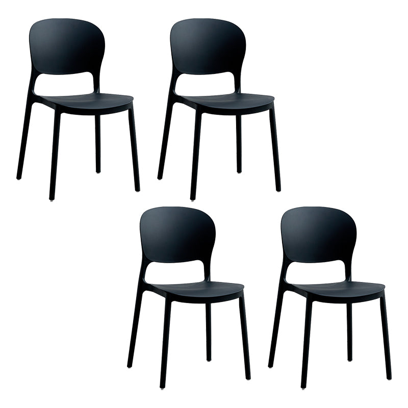 Silla lateral de plástico contemporánea, silla lateral de comedor apilable sin brazos con respaldo abierto