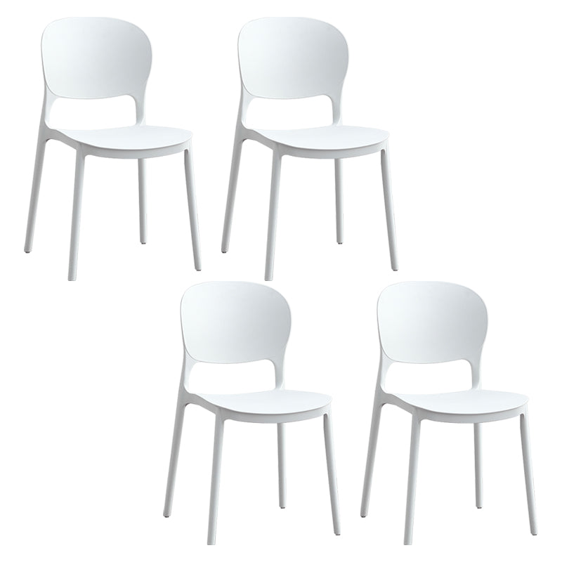 Silla lateral de plástico contemporánea, silla lateral de comedor apilable sin brazos con respaldo abierto