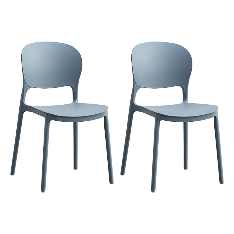 Silla lateral de plástico contemporánea, silla lateral de comedor apilable sin brazos con respaldo abierto