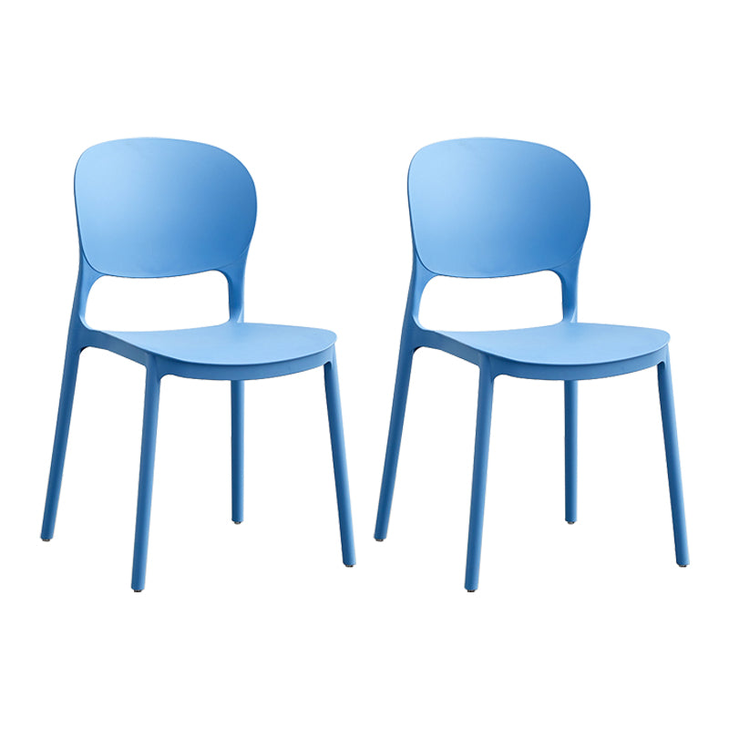 Silla lateral de plástico contemporánea, silla lateral de comedor apilable sin brazos con respaldo abierto