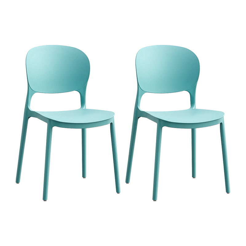 Silla lateral de plástico contemporánea, silla lateral de comedor apilable sin brazos con respaldo abierto