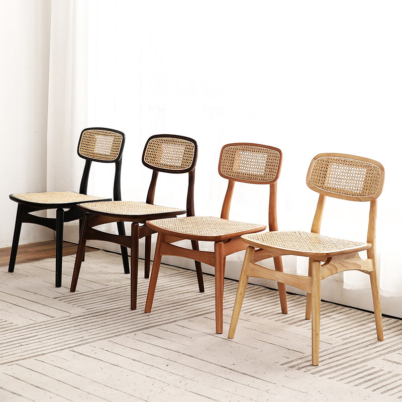 Chaises en bois d'hévéa de style tropical, cuisine, salle à manger, chaise latérale à dossier ouvert