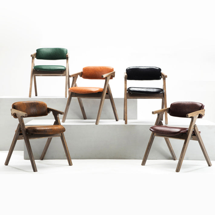 Fauteuils de salle à manger à dossier ouvert, fauteuil rembourré pliable avec pieds en bois