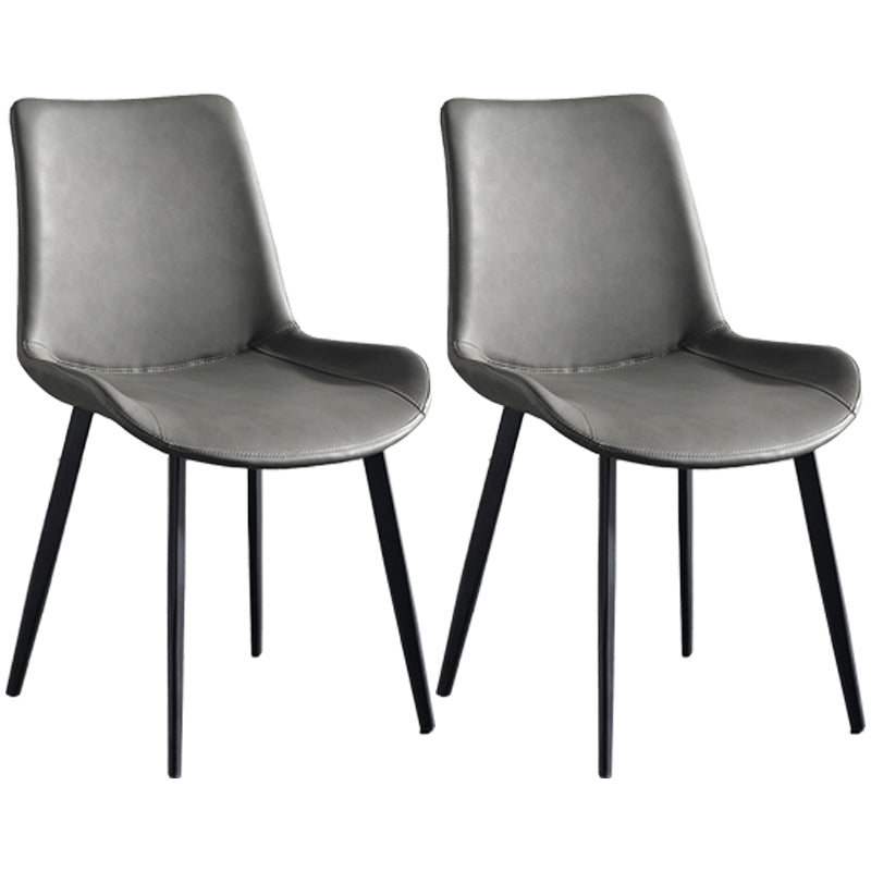 Chaises de salle à manger contemporaines en métal Chaises d'appoint rembourrées sans accoudoirs (Ensemble de 2)