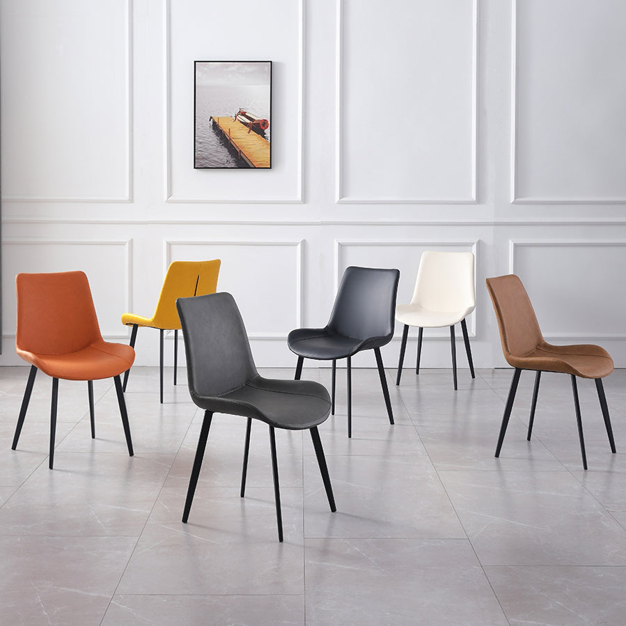 Chaises de salle à manger contemporaines en métal Chaises d'appoint rembourrées sans accoudoirs (Ensemble de 2)