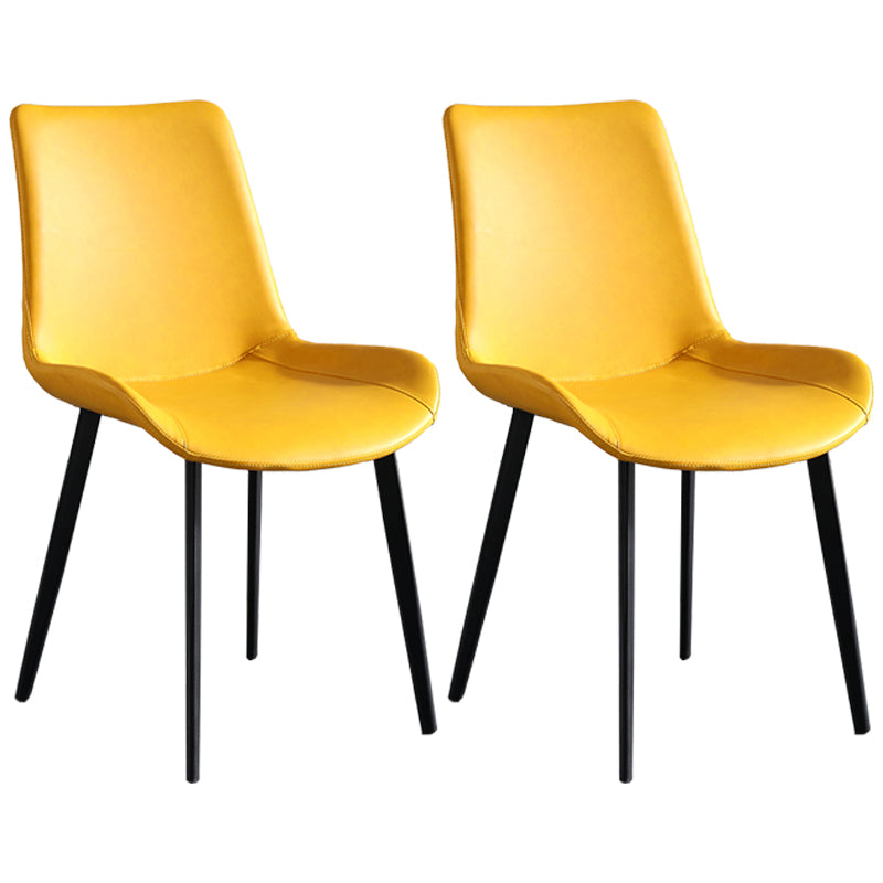 Chaises de salle à manger contemporaines en métal Chaises d'appoint rembourrées sans accoudoirs (Ensemble de 2)