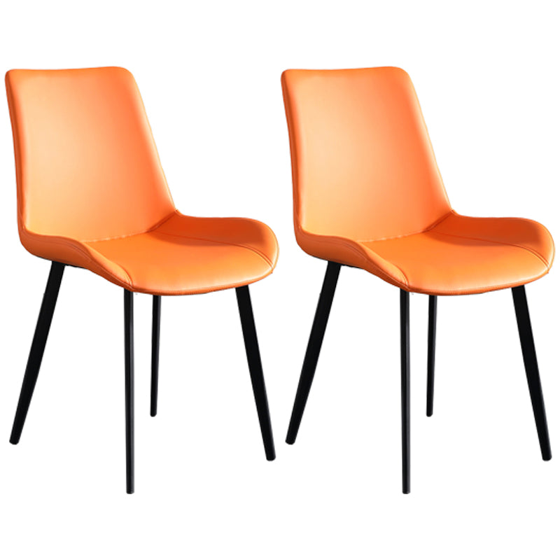 Chaises de salle à manger contemporaines en métal Chaises d'appoint rembourrées sans accoudoirs (Ensemble de 2)
