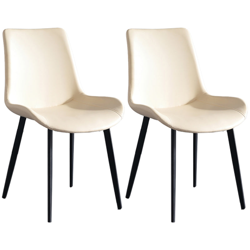 Chaises de salle à manger contemporaines en métal Chaises d'appoint rembourrées sans accoudoirs (Ensemble de 2)