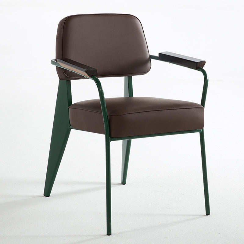 Industrial Style Dining Arm Chair Upholstered Open Back Armchairs with Metal Legs