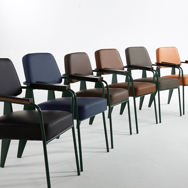 Industrial Style Dining Arm Chair Upholstered Open Back Armchairs with Metal Legs