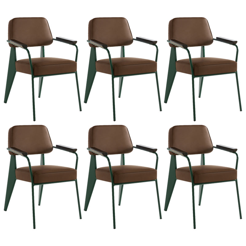 Industrial Style Dining Arm Chair Upholstered Open Back Armchairs with Metal Legs