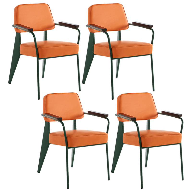 Industrial Style Dining Arm Chair Upholstered Open Back Armchairs with Metal Legs